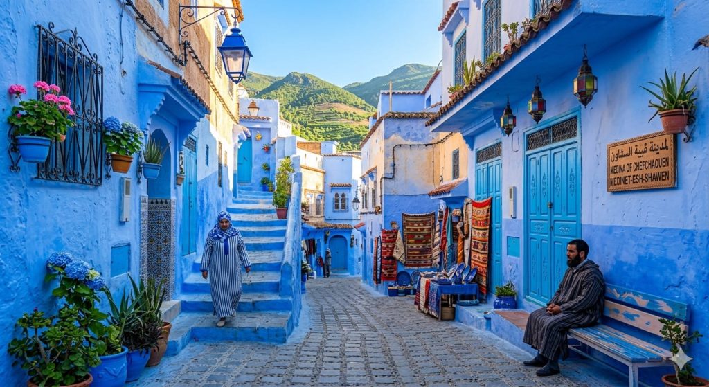 Chefchaouen blue city Morocco streets travel destination for young and solo travelers