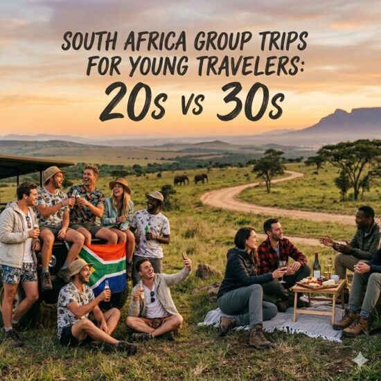 South Africa group trips for young travelers in their 20s and 30s enjoying a safari experience together