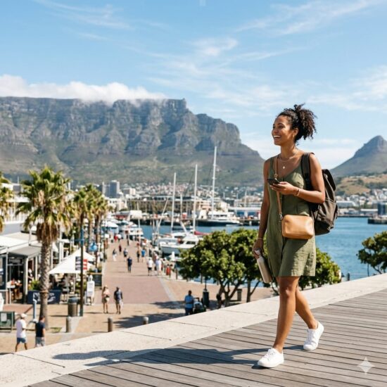 Young female traveler walking through Cape Town city streets during the day — Cape Town safety tips for tourists 2026